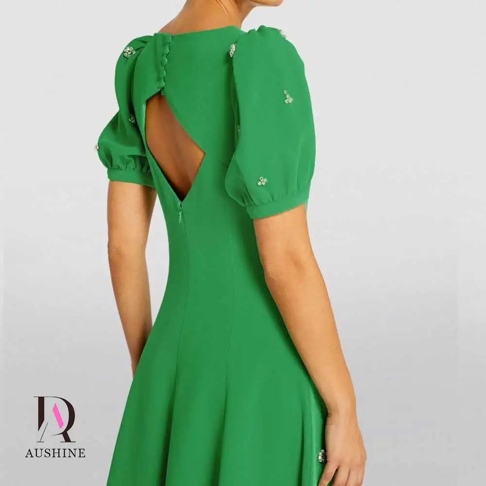 Aushine-vestido de noche de cumpleaños de lujo para mujer, Vestido de manga corta hasta el tobillo, vestidos de fiesta de boda elegantes para verano, 2024Fu