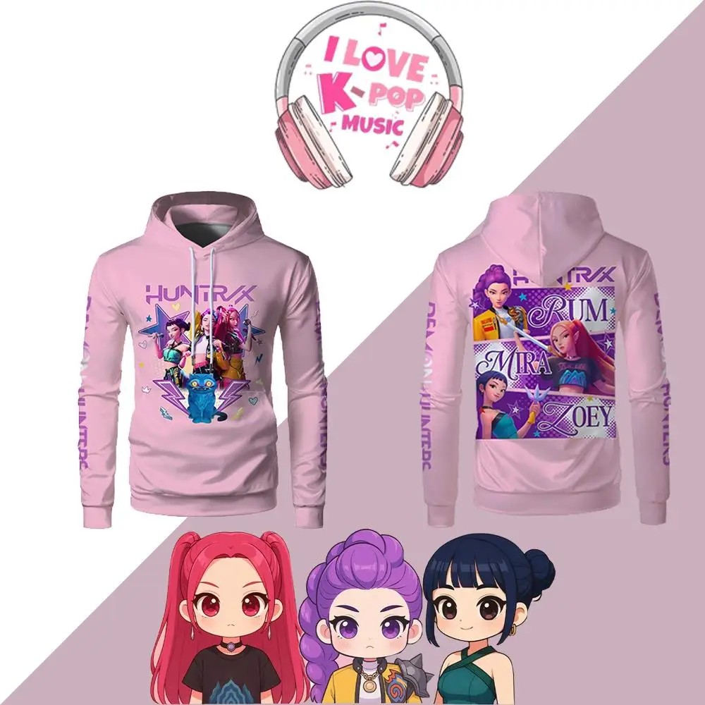 

Spring And Autumn Kpop Demon Hunter Pattern Hoodie Y2k Street Fashion Sweatshirt Men And Women Super Loose And Comfortable Top