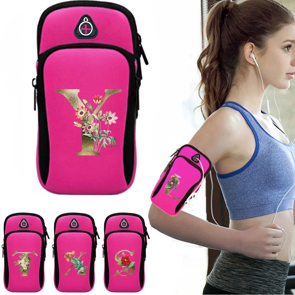 

Running Mobile Phone Arm Bag Phone Armband Bag Print Golden Flower Series Waterproof Jogging Case Holder Non-slip Sports Pouch
