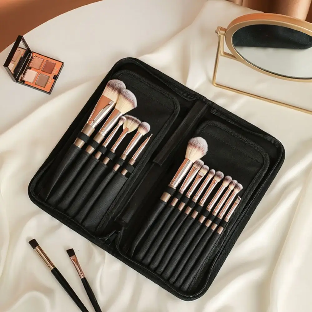 Makeup Brush Organizer Stand Up Foldable Case Portable Cosmetic Bag Professional Embroidery Tool Pouch Storage Holder