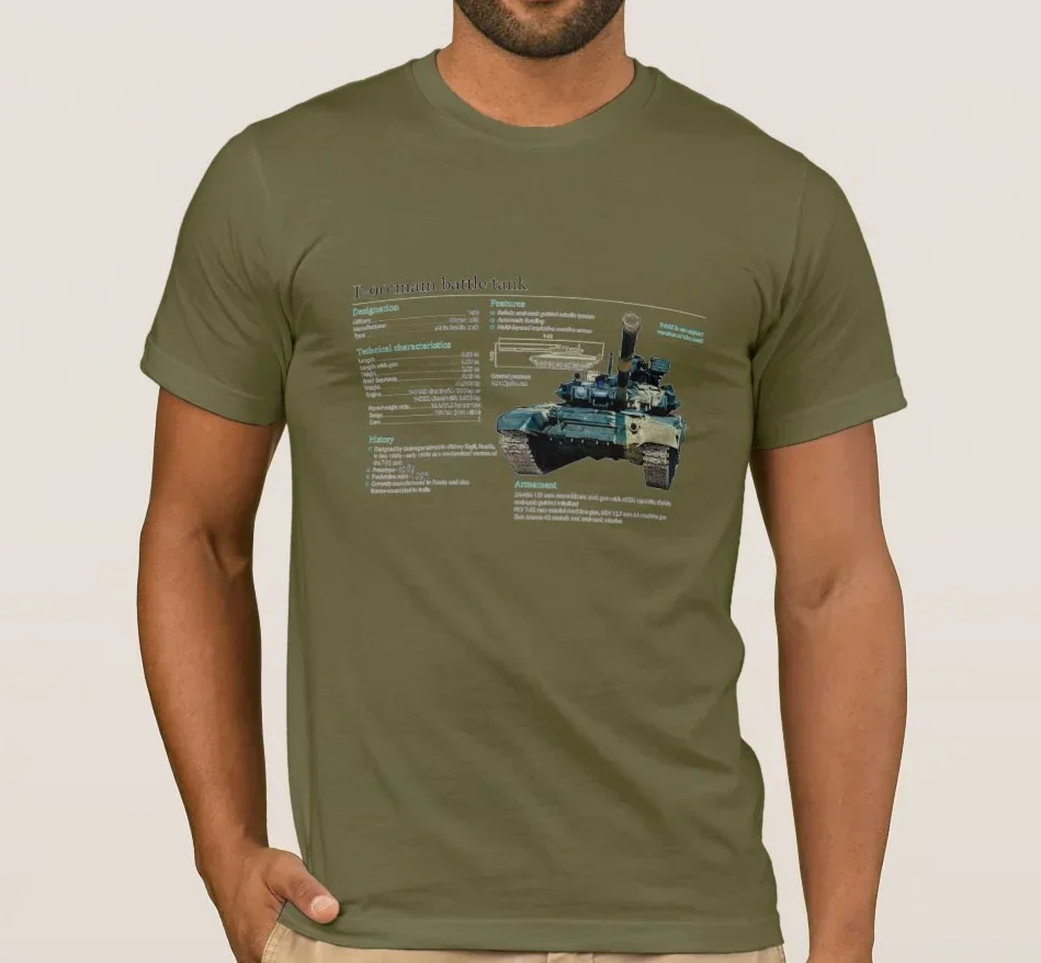 Rare Russian T-90 Main Battle Tank Specification T Shirt. Short Sleeve 100% Cotton Casual T-shirts Loose Top Size S-3XL
