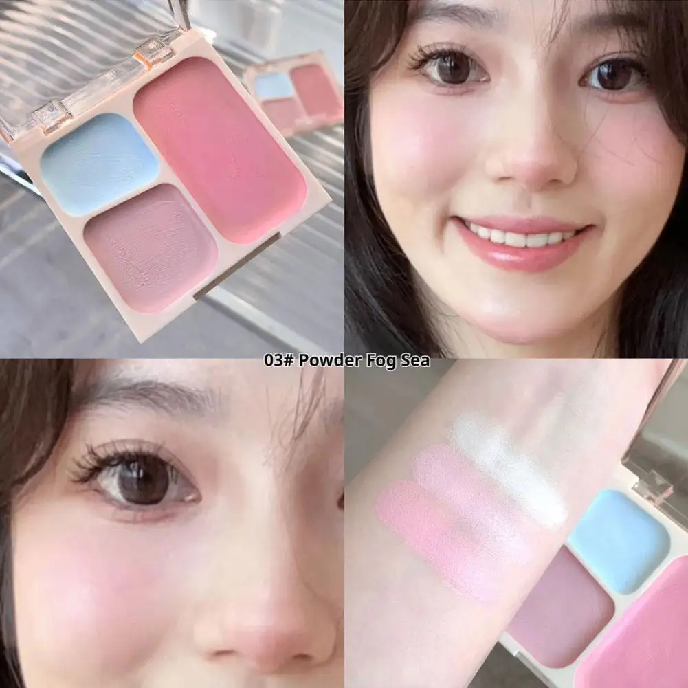 لوحة أحمر الخدود بثلاثة ألوان لجميع ألوان البشرة ماتي توسيع لون اشراق الوجه أحمر الخدود روج ماكياج الخد تينت ماكياج #3