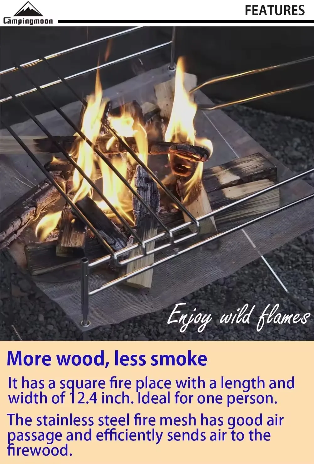 

33.5*28*3.5cm Solo-202 Stainless Steel Fireplaces Bonfire Campfire Pit Camping Foldable Outdoor Mesh Fire Pit
