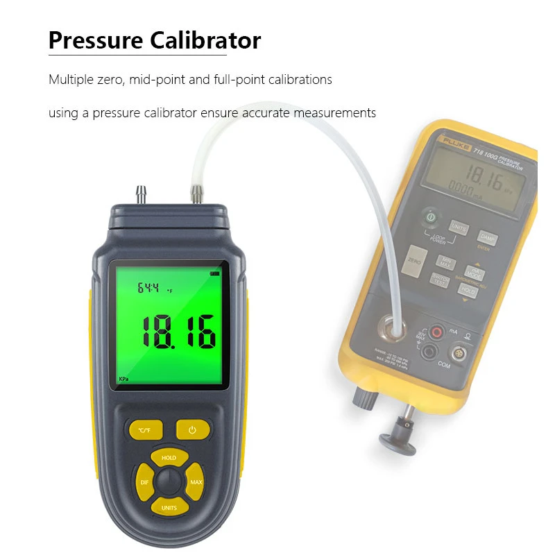 Differentiële manometer Digitale U-vormige drukmeter Positieve en negatieve druk 100PSI Hoge precisie