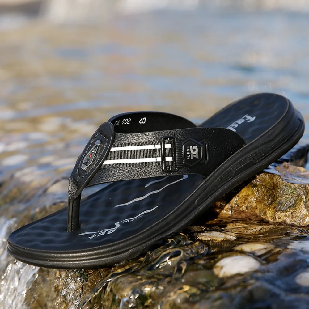 Men's Fashion Flat Bottom Slippers Cross-Border New Style Sporty Velvet Upgraded Version Comfortable Flat Heel Sandals