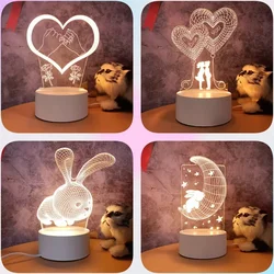 Heart Love Acrylic 3D Night Light USB DIY Kids Bedroom Night Lamp for Valentine's Day Decor Christmas Wedding Cute Gifts 2023