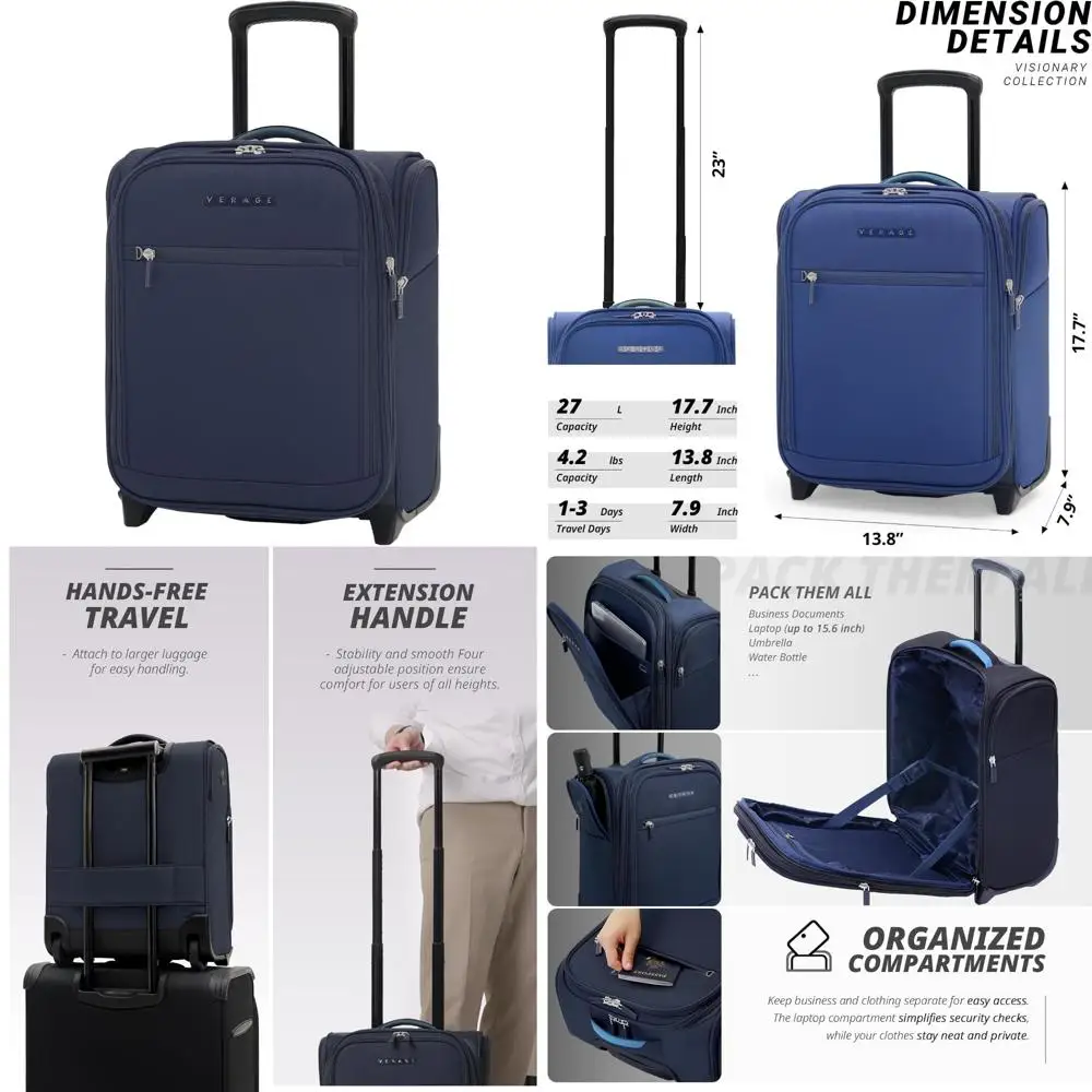 Softside Expandable Carry-On Luggage with Wheels for Short Trips, Ideal for Airplanes and Airlines Travel