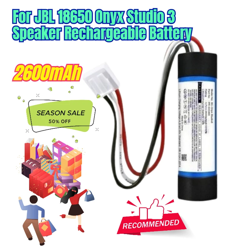 

2600mAh Suitable for JBL 18650 Onyx Studio 3 Speaker Rechargeable Battery