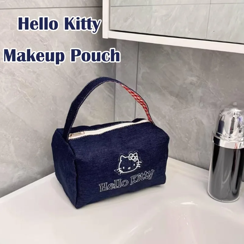Kawaii Cartoon Cat Travel Cosmetic Case with Handles Large Capacity Portable Toiletry Bag Aesthetic Makeup Storage Bag Gift