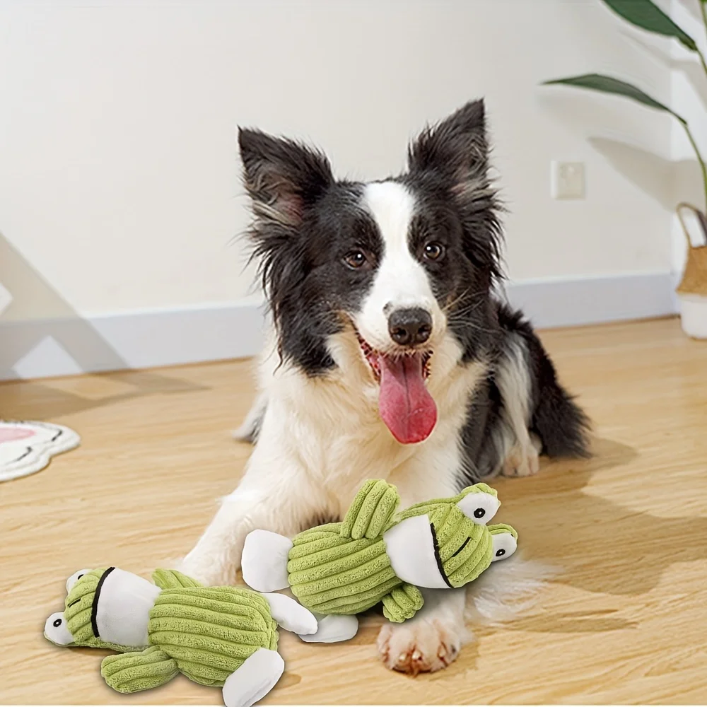 1pc Durable Squeaky Plush Frog Dog Toy - Interactive Chew Toy for Medium Breeds, Christmas, New Year, Birthday, Pets Gifts