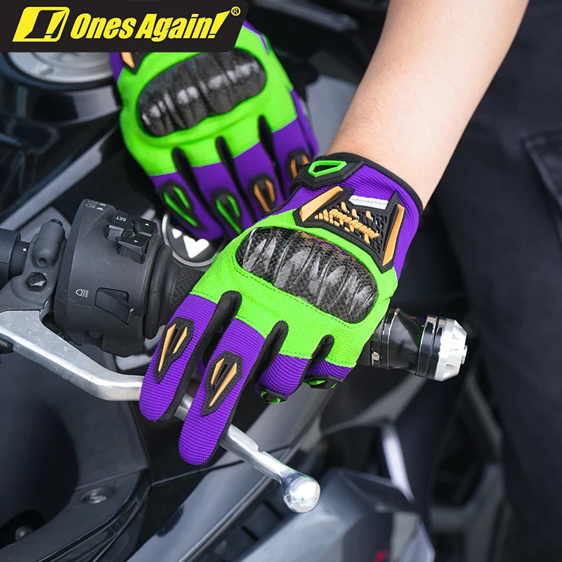 Summer Motorcycle Gloves Carbon Fiber Shell Breathable Touchscreen Anti-Slip Full Finger Motocross Riding Gear for Men Women
