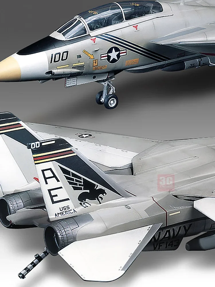 Academy Assembled Aircraft Model Kit 12253 American F-14A Tomcat Two-Seat Carrier-Based Fighter 1/48