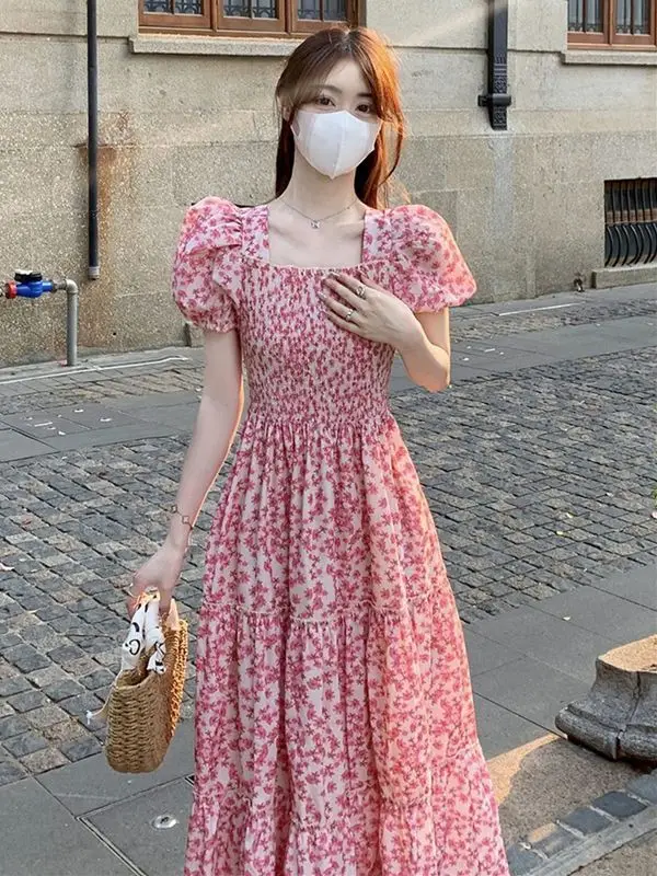 

New Style Women's Gentle Waist-closing and Covering Flesh to Make Them Look Slim and Big-slim Temperament Floral Dress
