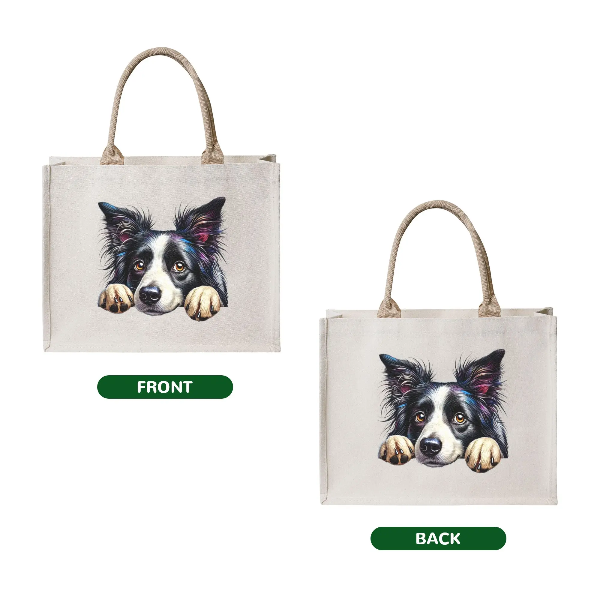 Dog Pet Cute Love Border Collies  Grocery Shopping Tote Bag Women Fashion  Shopper Shoulder Bag Big Capacity Handbag