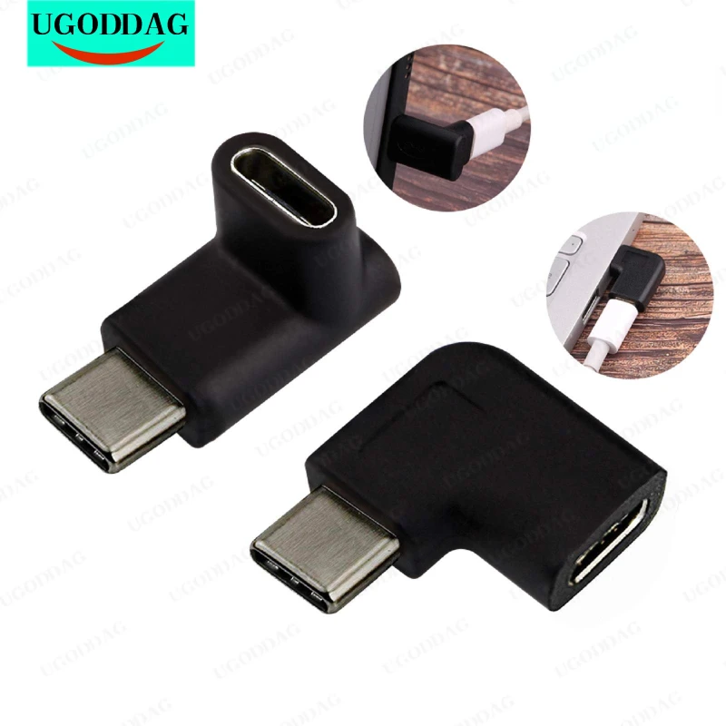 USB C Male to Female Adapter Type C 90 Degree Angled Right Left and Up Down Extension Connector for Laptop Tablet Mobile Phone