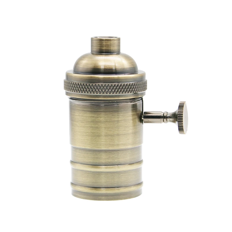 E27 Lamp Base  DIY Lampholder With Switch Edison Vintage Lighting Screw Socket Antique Brass Lamp Holder Fixture