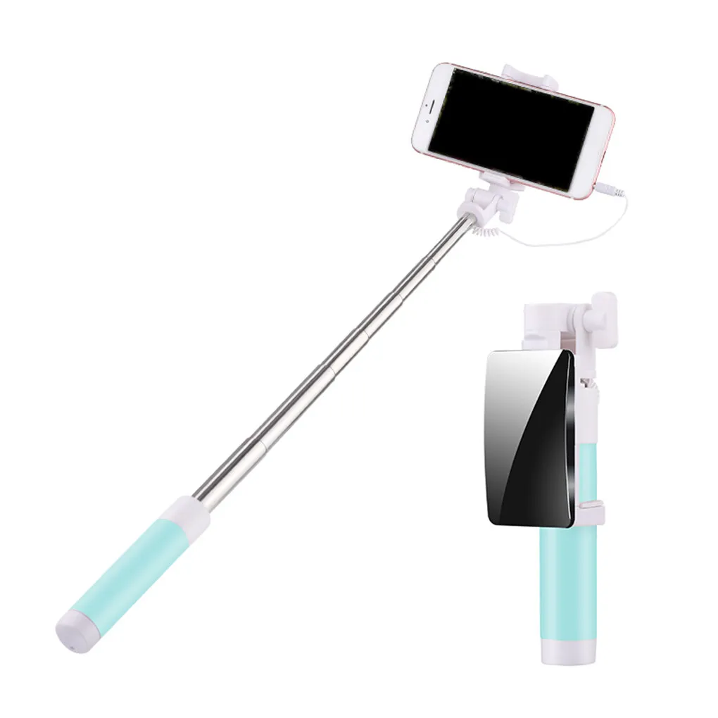 Extendable Handheld 360 Degree Rotating Mini Selfie Stick Smart Phone Holder Foldable Wired Control Remote Shutter