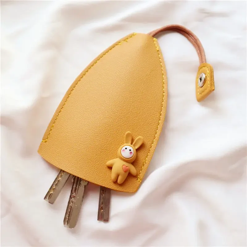 Cute Cartoon Unisex Pull Type Key Bag PU Leather Key Wallets Housekeepers Car Key Holder Case New Leather Keychain Pouch