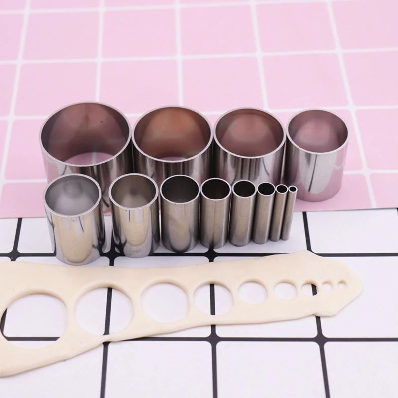 12 Pcs Hole Hollow Cutter Set with Storage for Case Stainless Steel Round Circle Ring Clay Cutters Ceramics Mold Dropsale