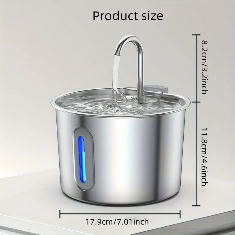 2,2 L Katze Auto Trinkwasser Spender Smart Hunde Brunnen Haustier Wasser Feeder Fenster Edelstahl Wasser Schüssel (Kein 5V 1A Stecker) – Detail 5
