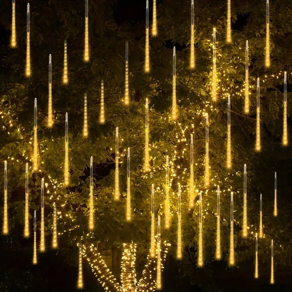 30cm/50cm 8 tubi capodanno LED Meteor Shower Light lampada decorativa natalizia per albero da giardino decorazione per feste di matrimonio