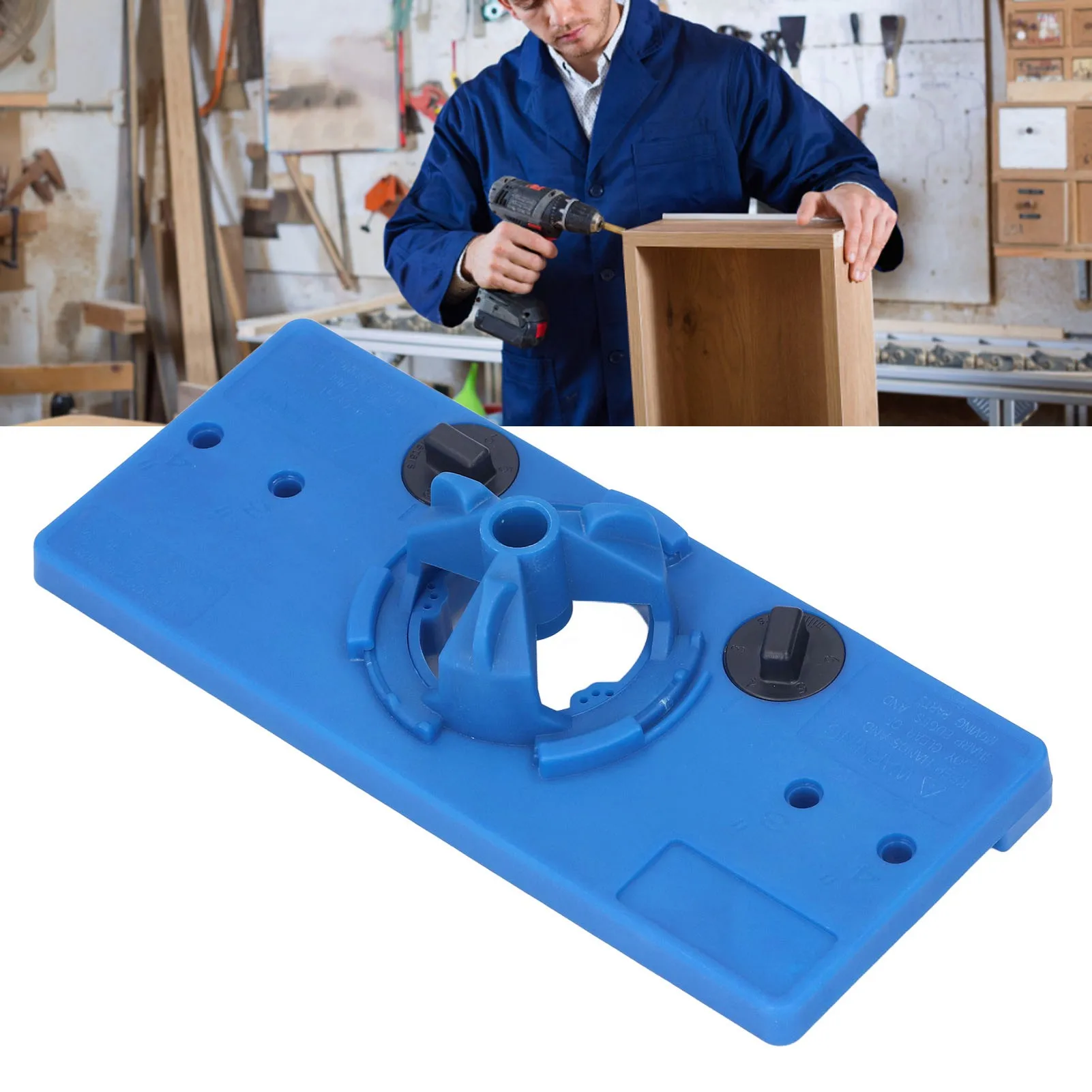 Zk20 35mm Hinge Hole Saw Jig Drilling Guide Cutter Bit Set Woodworking Punching Boring LocatorBlue