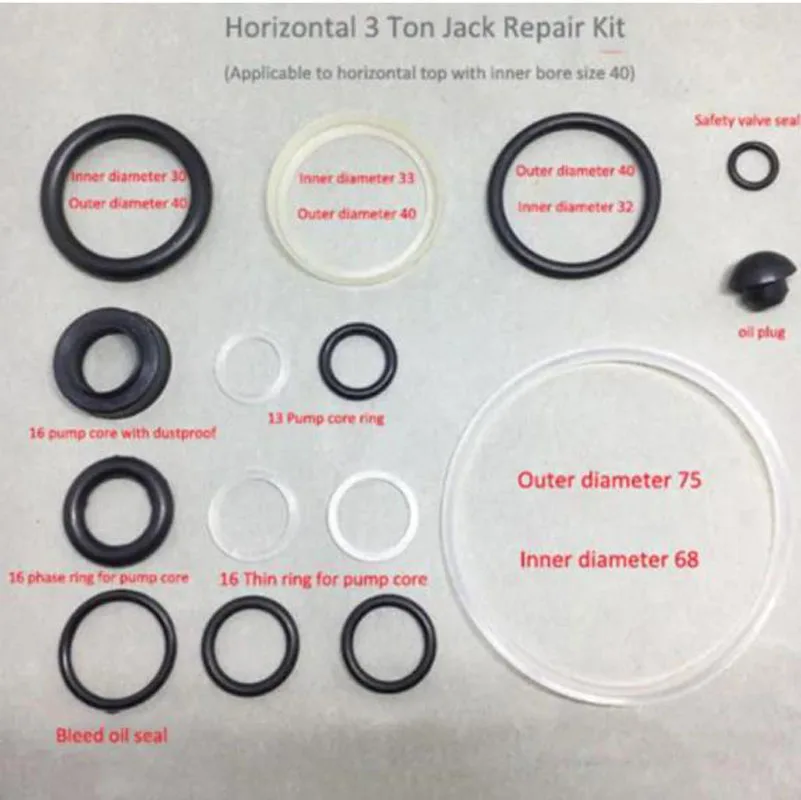 Repair Tool Jack Accessories Oil Seal Ring Small Accessories Oil Seal O-ring Horizontal 3T Repair Kit