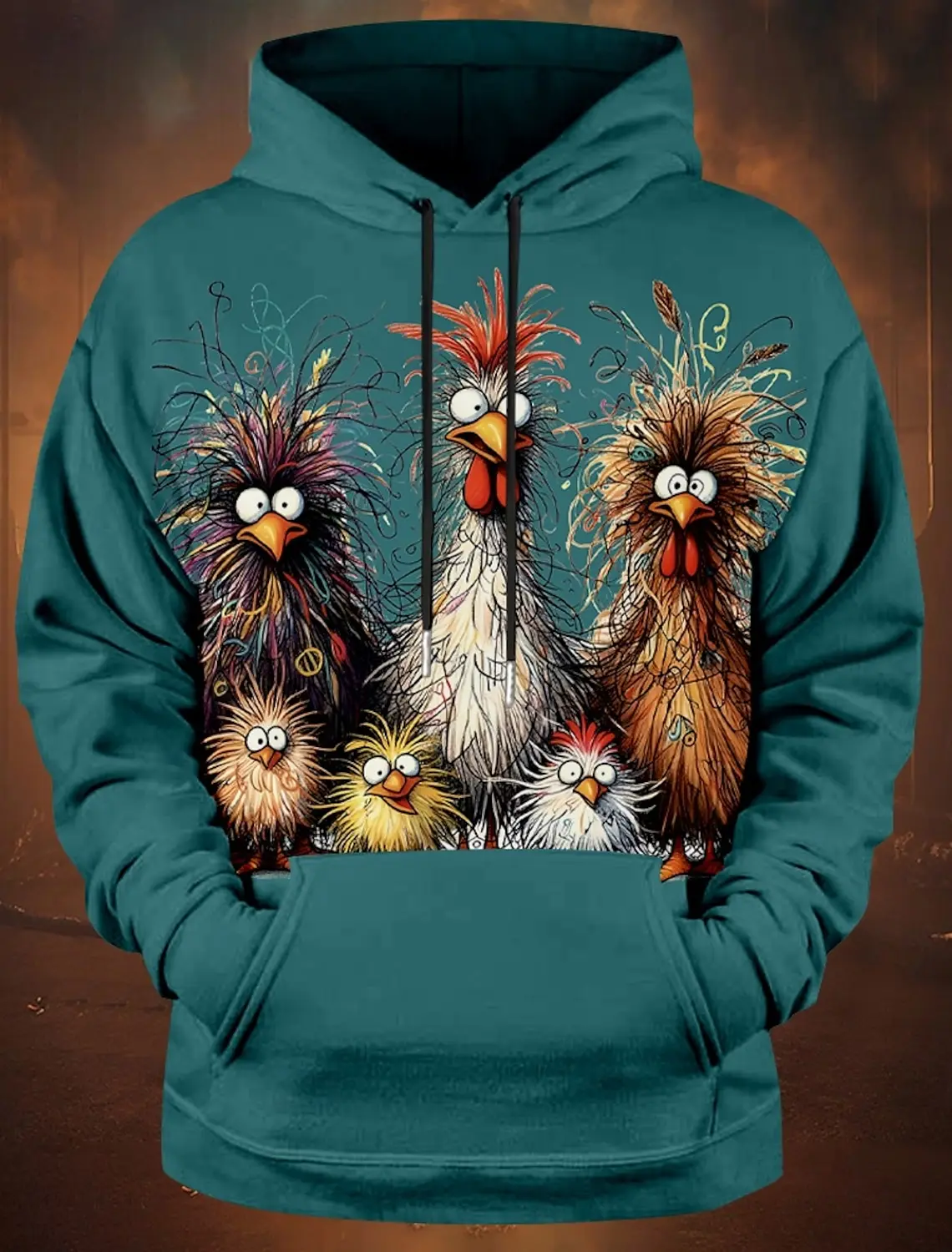 Funny Animal Chicken Print Unisex Hoodies Autumn Fashion Street Men Sweatshirts Casual Loose Men Clothing Tops Hoodies