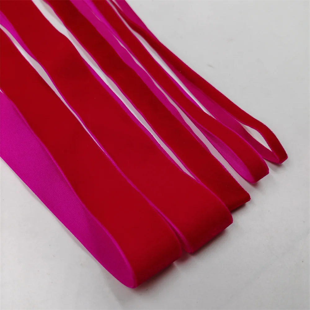 6-25mm 5-300yards Rose red Single Face Velvet Ribbon Party Decoration Handmade Gift Wrapping Hair Bowknot DIY Christmas