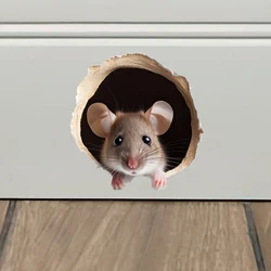 Cute  Peek a Boo Mouse Wall Decal Sticker Mouse hole  Adorable Wall Decor for Baseboards Playful Wall Art for Kids Room Nursery