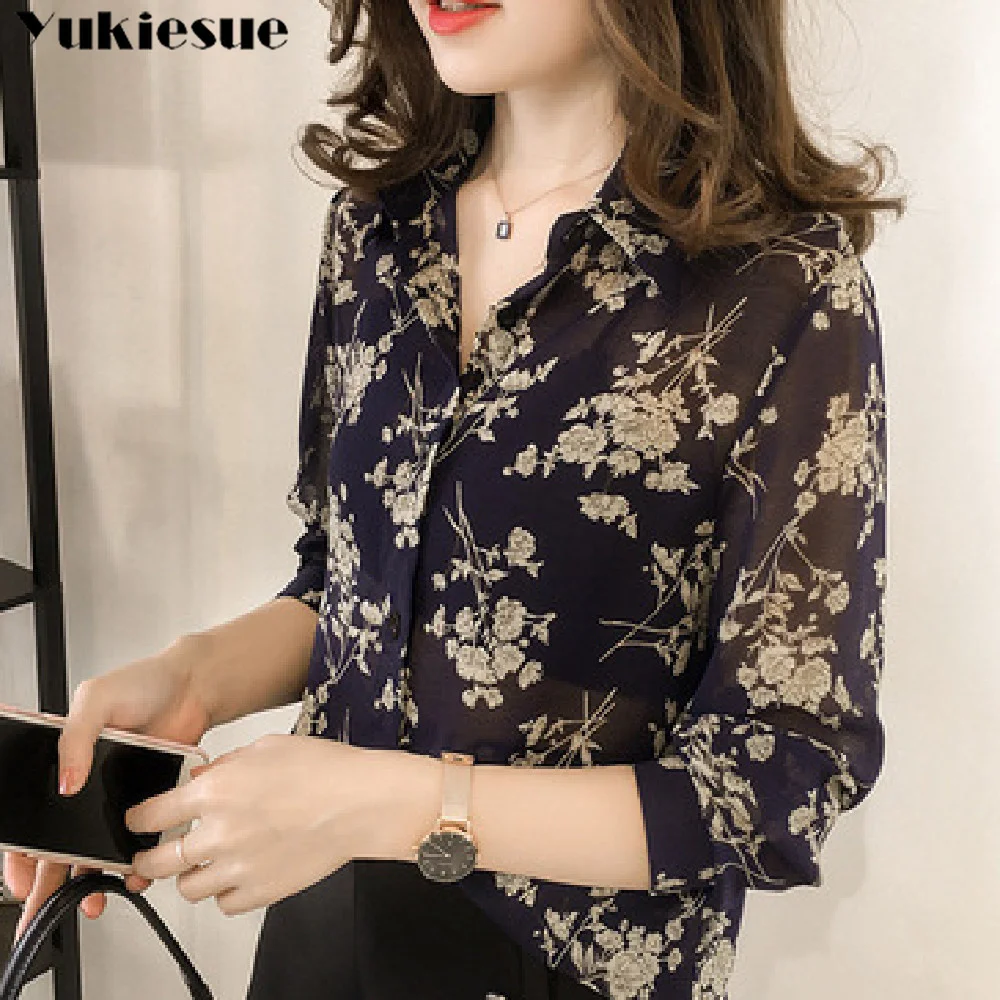 

Elegant Women's Summer Blouses Fashion New Casual Chiffon Woman Tops Women Shirt Blouse Blusas Blusa Feminina Long Sleeve Top