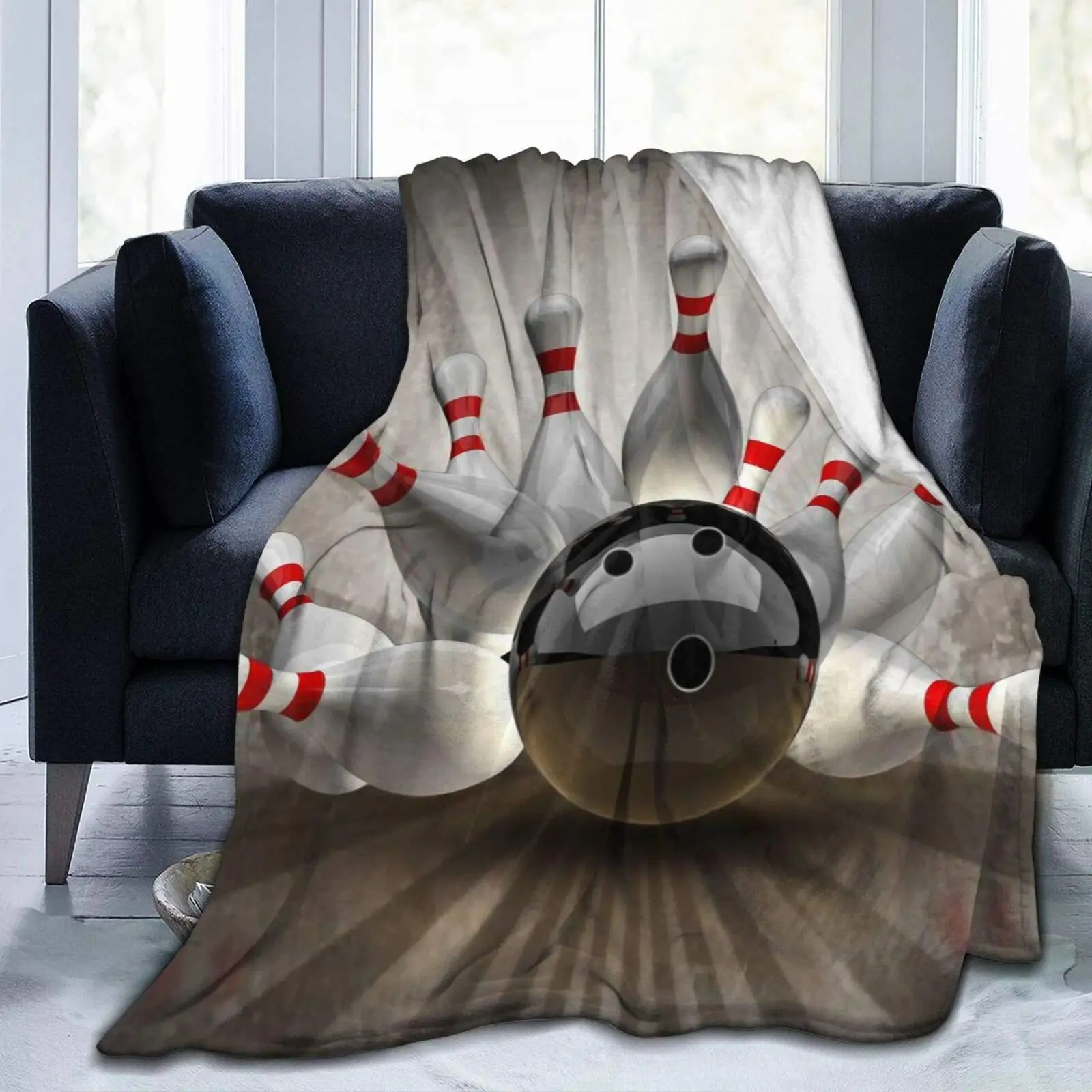 Bowling sport revival digital-printed polyester Bedroom velvet flannel soft sofa cover blanket Fleece soft sofa cover blankets