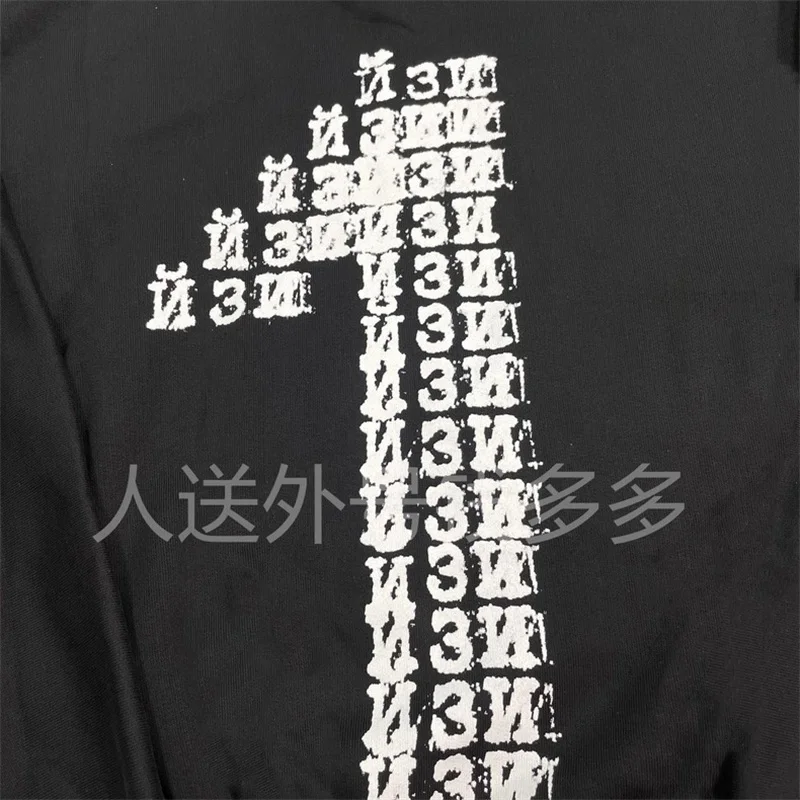 Vultures YZY Kanye Black Sweatshirts Men Women 1:1 High Quality Pure Cotton Casual Crewneck Hoodies