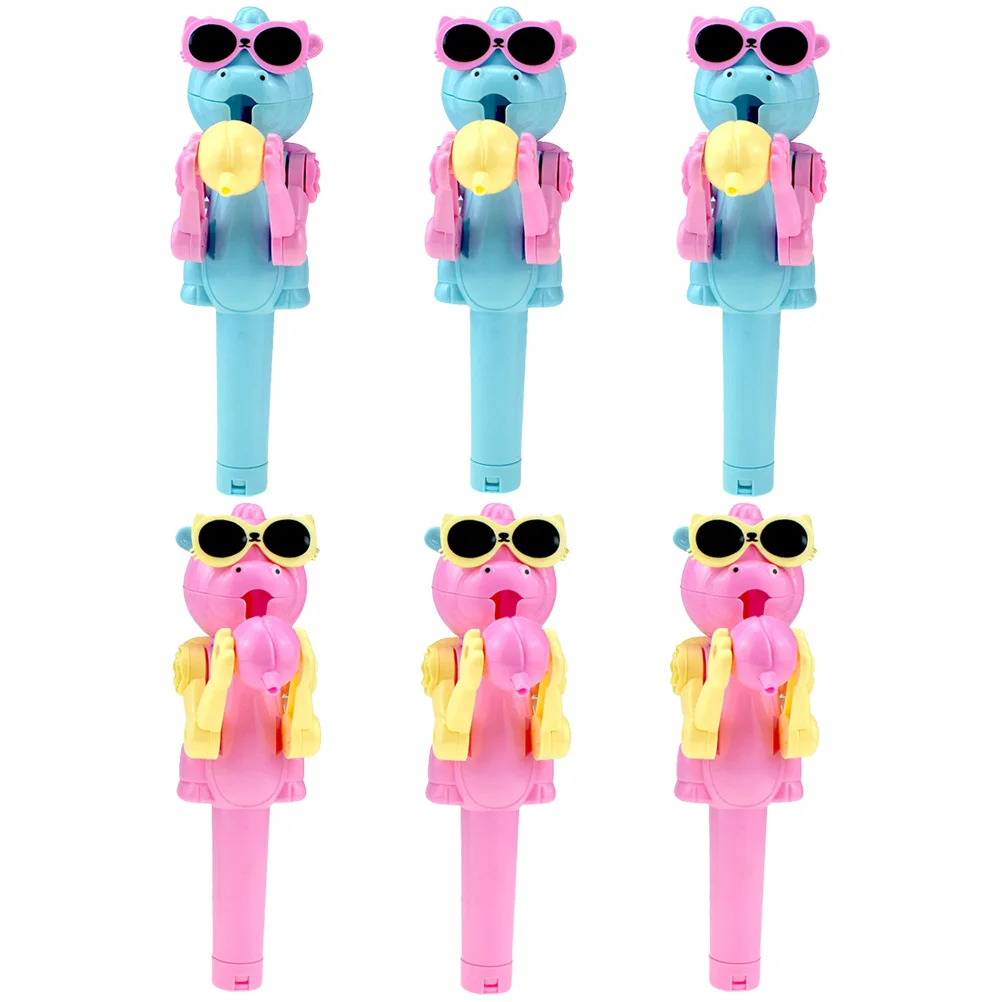 

6pcs Dinosaur Lollipop Robot Holder Toy Blue Pink Prank Novelty Party Favors Funny Gift Kids Birthday Storage