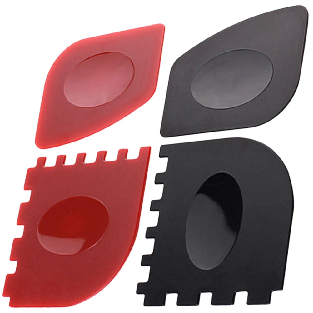 

4pcs Grill Pan Scraper Durable Anti Slip Design Serrated Edge Cleaner Camping Barbecue Kitchen Gadgets Plastic Pan Scrubber