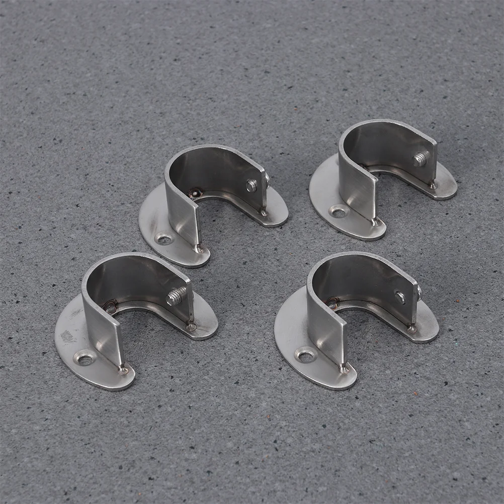 6 PCS Oval Rod End Supports Rail Bracket Socket Brackets Hanging Curtain Stainless Steel Closet Pole