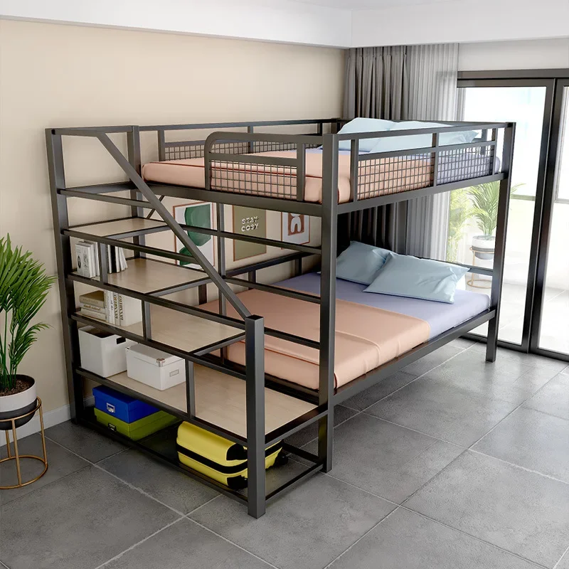 Get on the bed and get off the table. Multifunctional wrought iron elevated bed. Small apartment loft saves space. bunk bed.