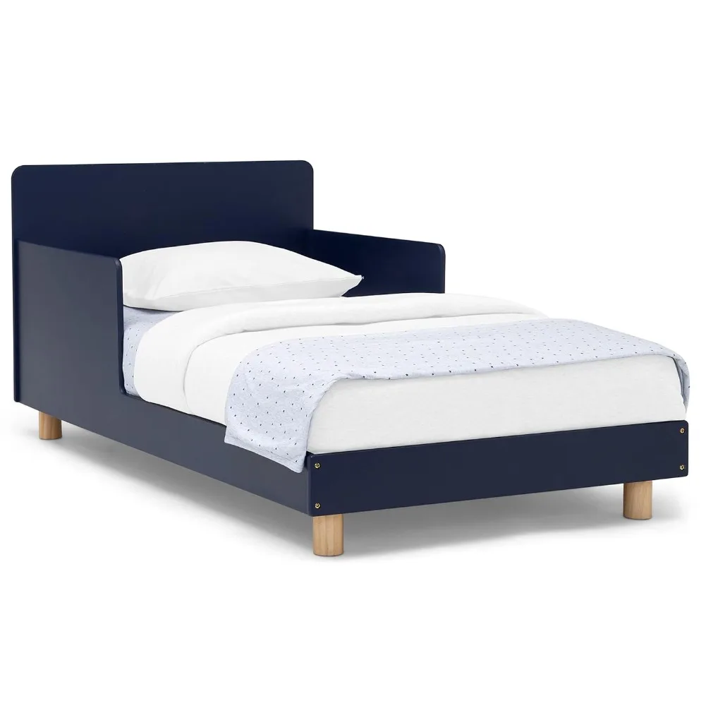 

Toddler Bed Well-built in A Modern Two-tone Design with Two Additional Guardrails Suitable for Children Navy/Natural