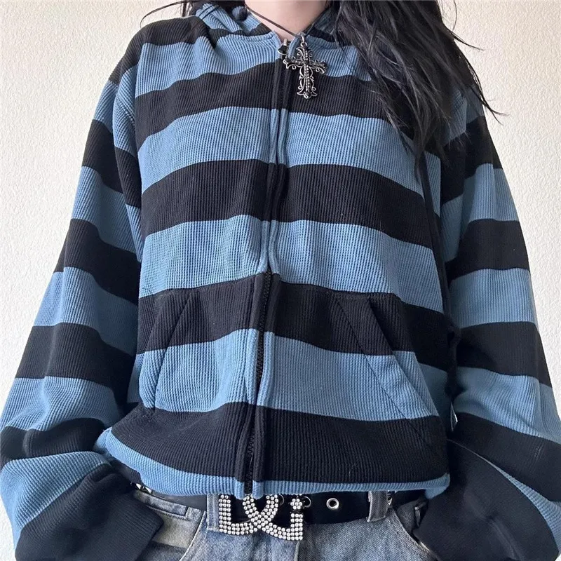 

Gaono Women's Zip Up Hoodie Sweatshirt Long Sleeve Oversized Casual 2000s Y2K E-Girl Streetwear Grunge Jacket with Pocket