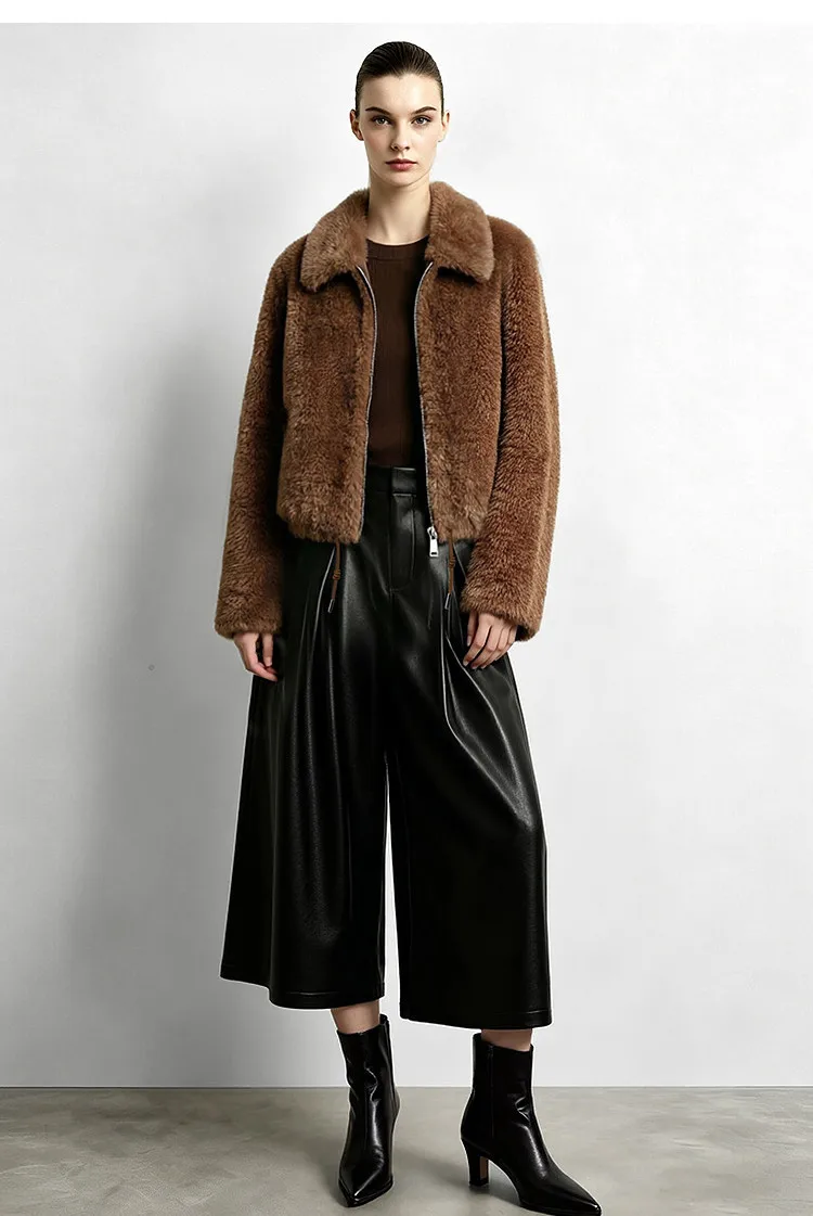 Amii Women's Faux Fur Coat Lapel Collar Oversized Warm Slimming Minimalist Versatile Commuter Winter Women's Coat 12624092