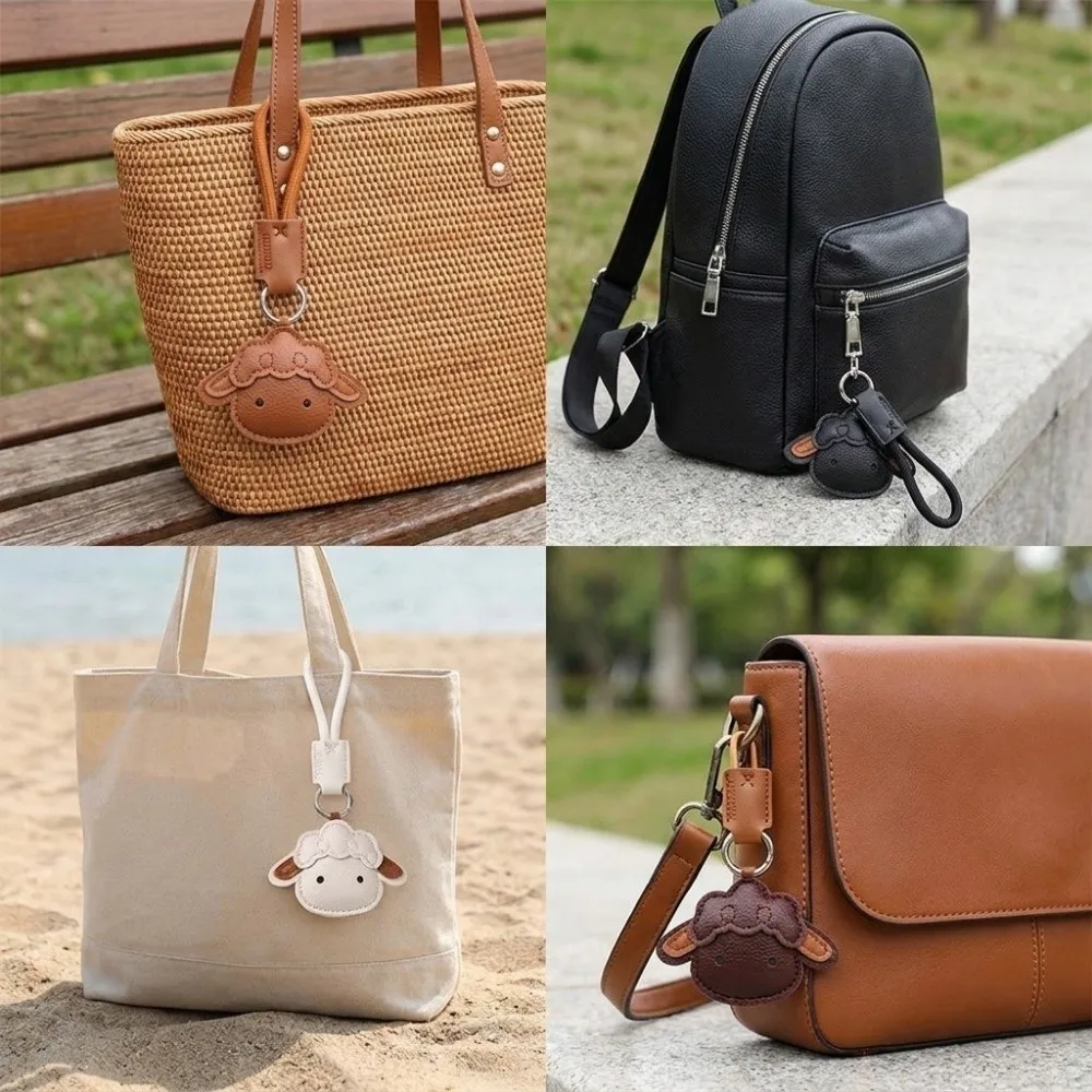 Cute Cute Sheep PU Leather Keychain PU Leather Lightweight Lamb Keyring Anti-Scratch Wear-Resistant Car Key Ring Goat Ornament