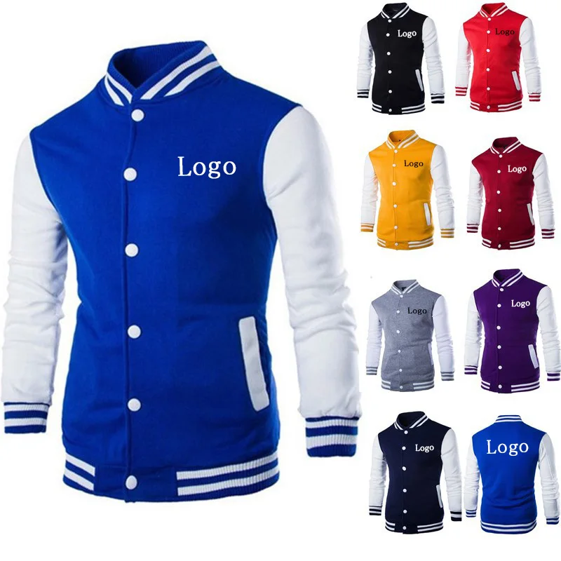 

Custom Logo Baseball Men's Coat OEM Personalized Casual Sports Male Jacket New Printed Stand Up Collar Cardigan Outwear 2023