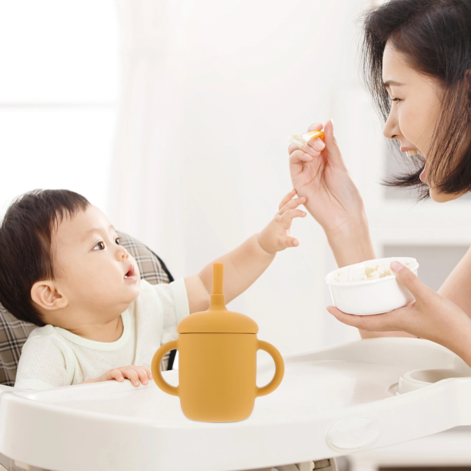 

1 шт., силиконовая тренировочная детская чашка для питья, герметичная детская бутылка для воды, соломенная бутылка для малышей, детская поставка, детская вода