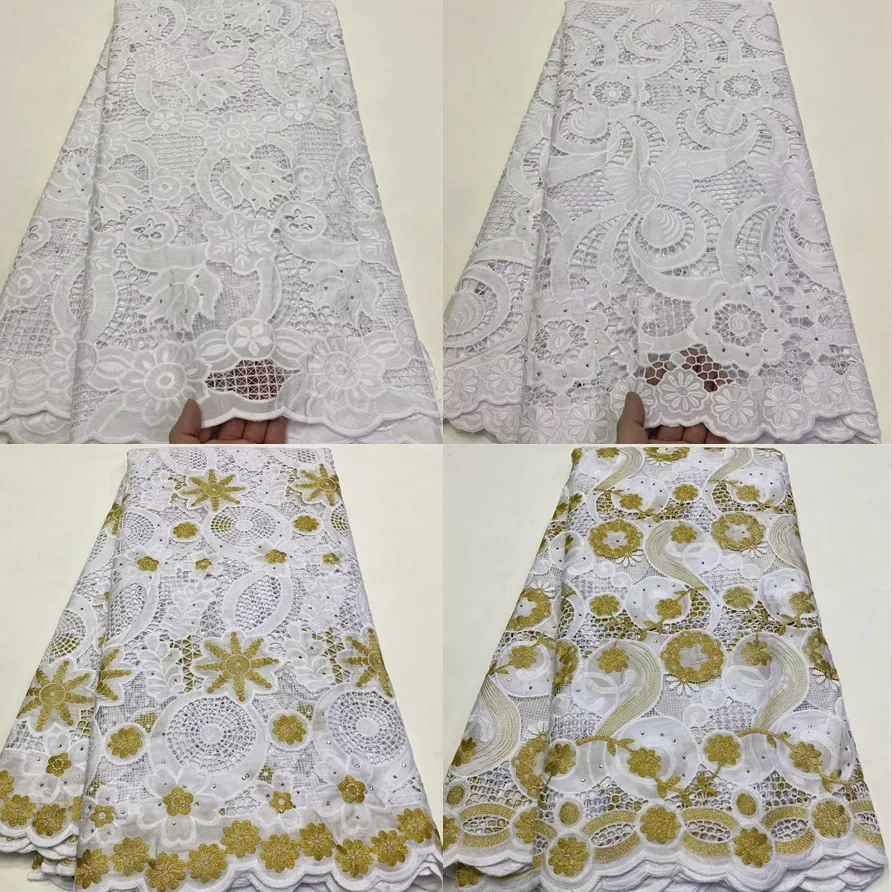 Lace Material with Czech Stone Soft African Laser Cut Chiffon Lace Fabric Embroidery French Silky Mesh Sewing for Evening Dress