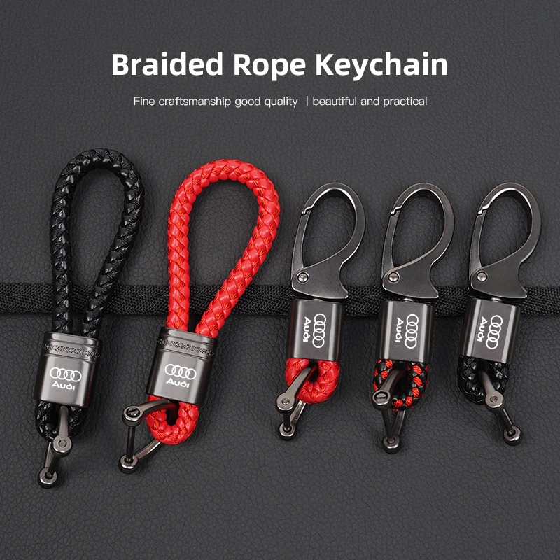 Car Key Pendant Braided Rope Keychain Keyring Accessories For Audi Q5 Q4 A4 A6 A7 A5 A3 Q3 Q2 A1 A8 TT S1 S3 Q7 SQ5 SQ7 SQ3 S4