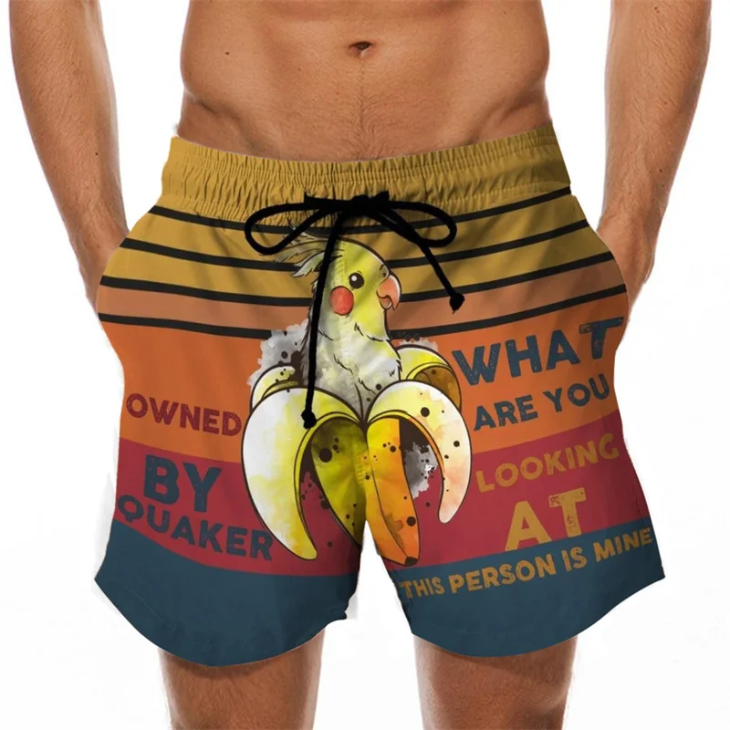 2024 men's beach pants fun 3D turkey head print swim trunks spoof banana pattern Europe and the United States shorts wholesale