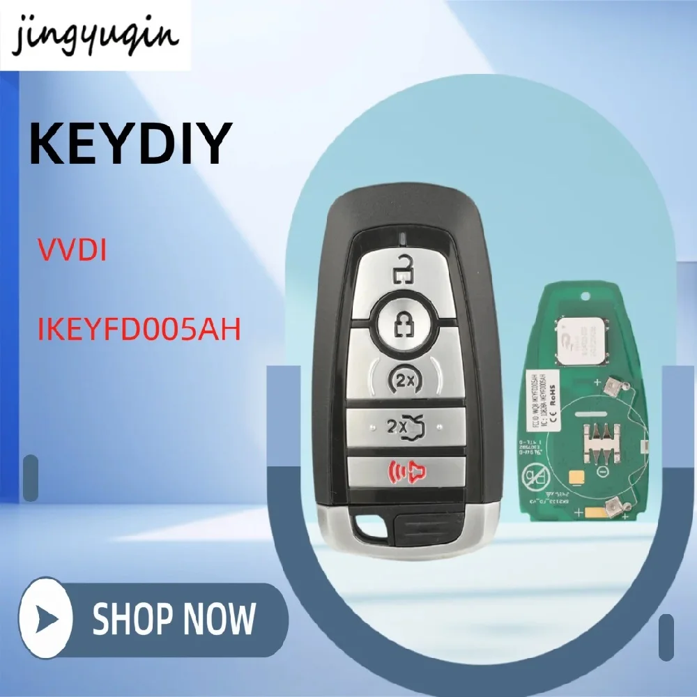 

jingyuqin 5 Buttons Universal Smart card Car Key IKEYFD005AH VVDI Suitable for Ford DIY programming of keys