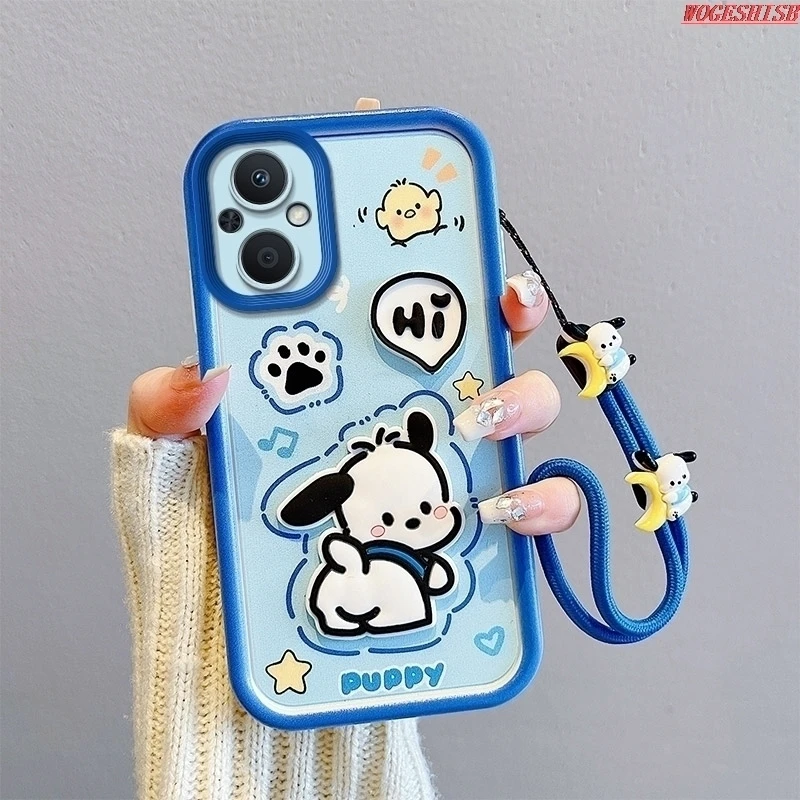 Kuromi 3D Cartoon Strawberry Bear Hand Strap Phone Case For Xiaomi Redmi Note 13 Pro Plus 12 12R A1 A2 K70E Cute Toy Rope Cover