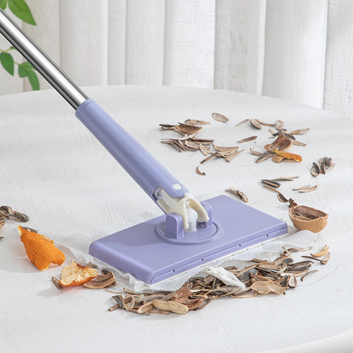 

Hands-free Mini Mop With 360° Rotating Head Automatic Cloth Changing Mini Mop Solid Practical Household Cleaning Tools