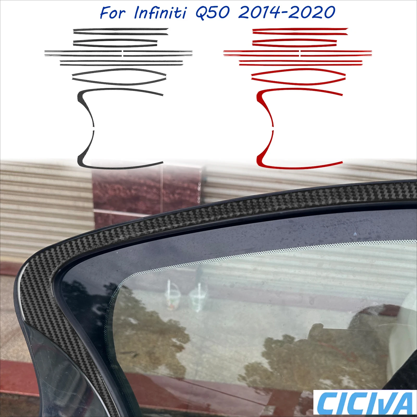 

For Infiniti Q50 2014-2020 Carbon Fiber Window Exterior Trim Cover Interior Car Accessories Decorative Tuning Stickers Auto Trim